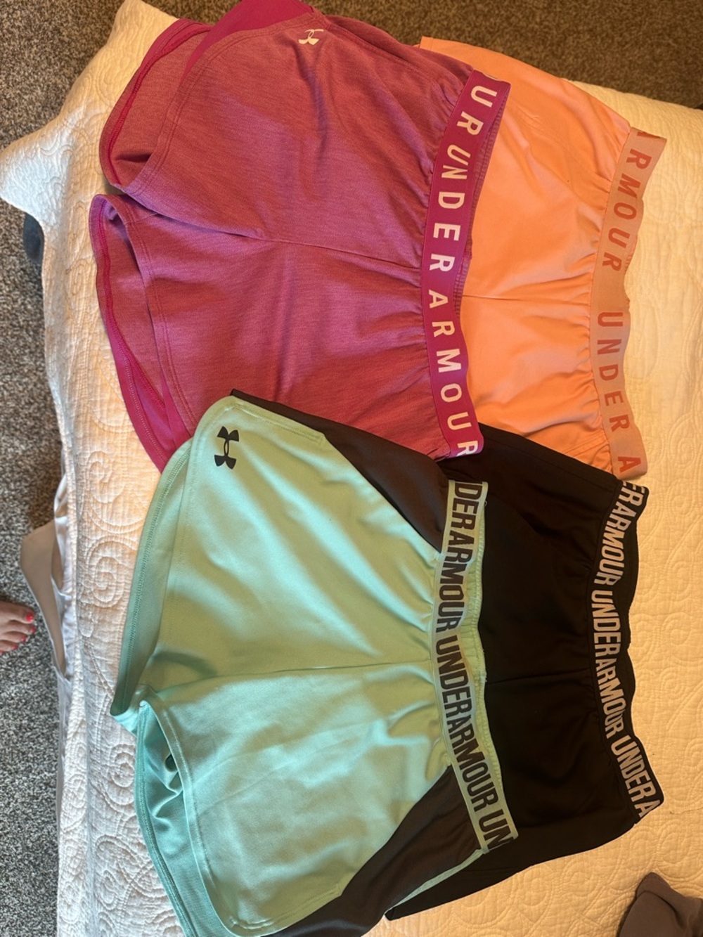 Under Armour Girls' 3-Pack Active Shorts - Pink, Peach & Mint